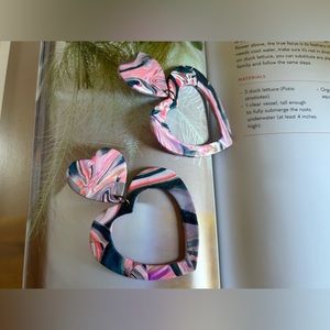 Large Cosmic Swirl Handmade Heart Shaped Statement Earrings